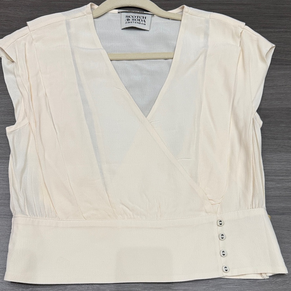 Scotch & Soda Cream V-Neck Blouse